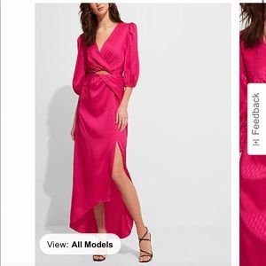 Faux Wrap Knotted Waist Hi-Lo Maxi dress